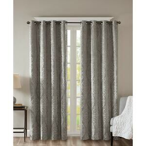 Sunsmart PAIR 50" X 84" Curtain Panel Mirage Damask Total Blackout Charcoal NEW